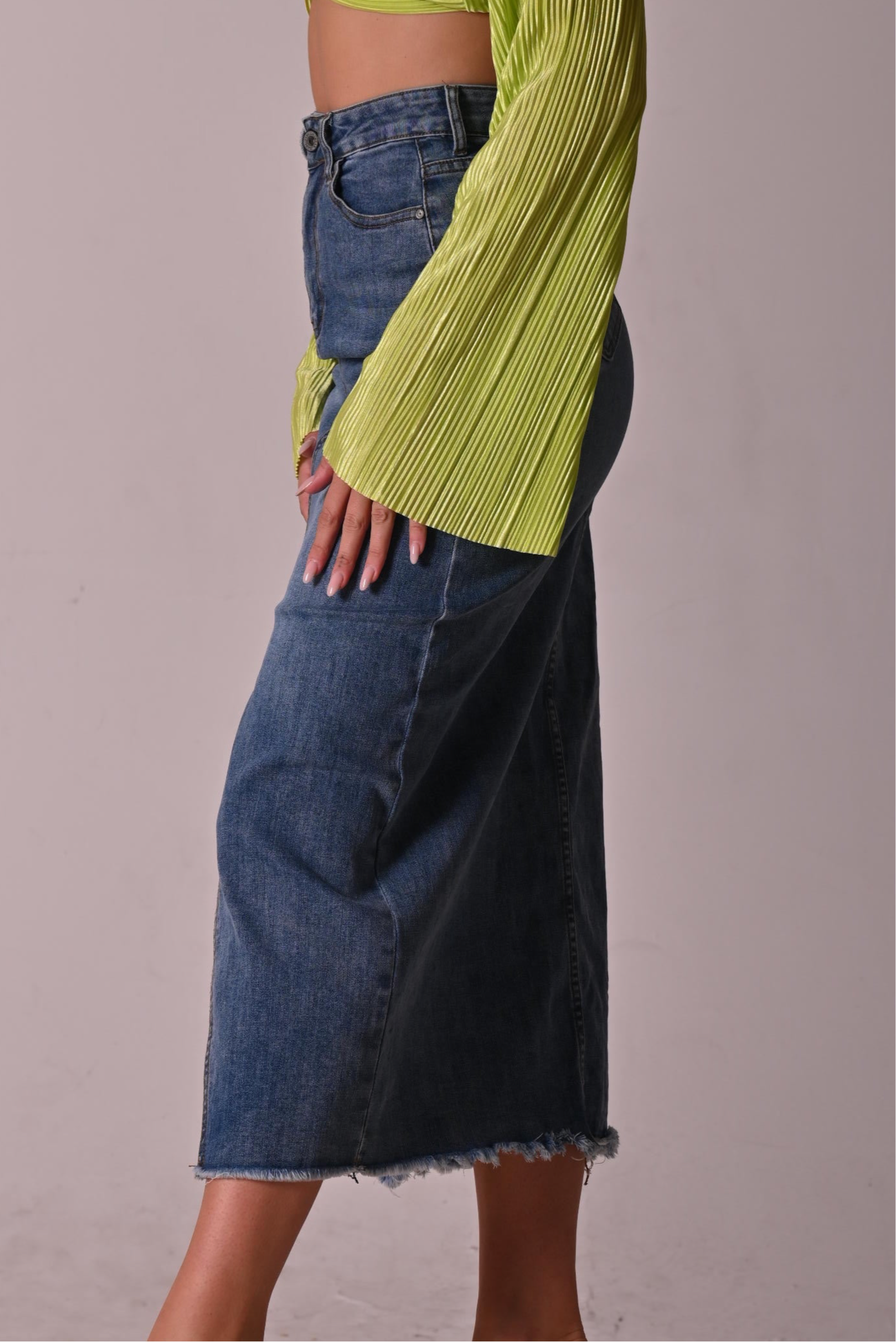 Gonna lunga in denim con spacco davanti