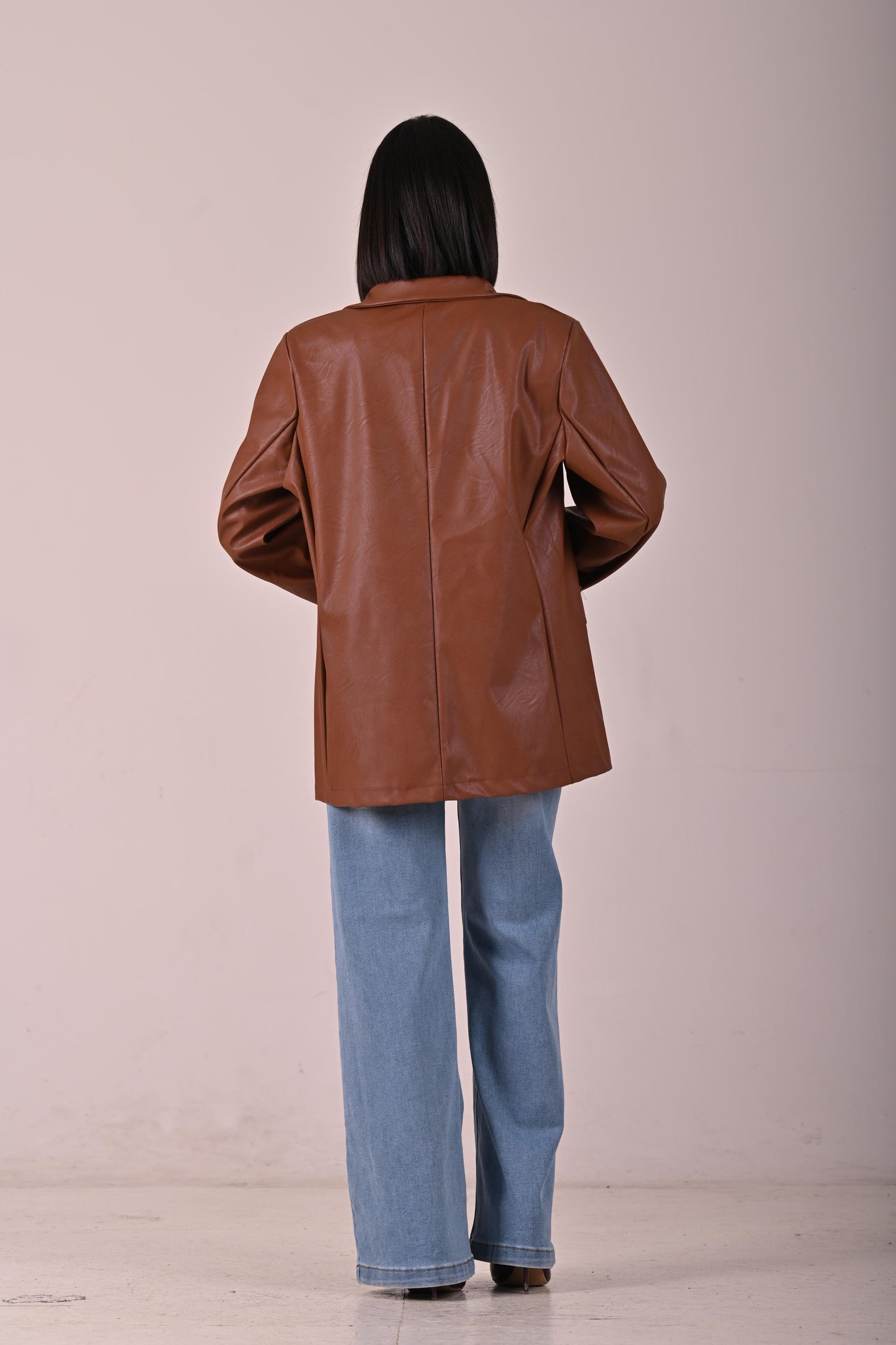 Blazer eco pelle marrone