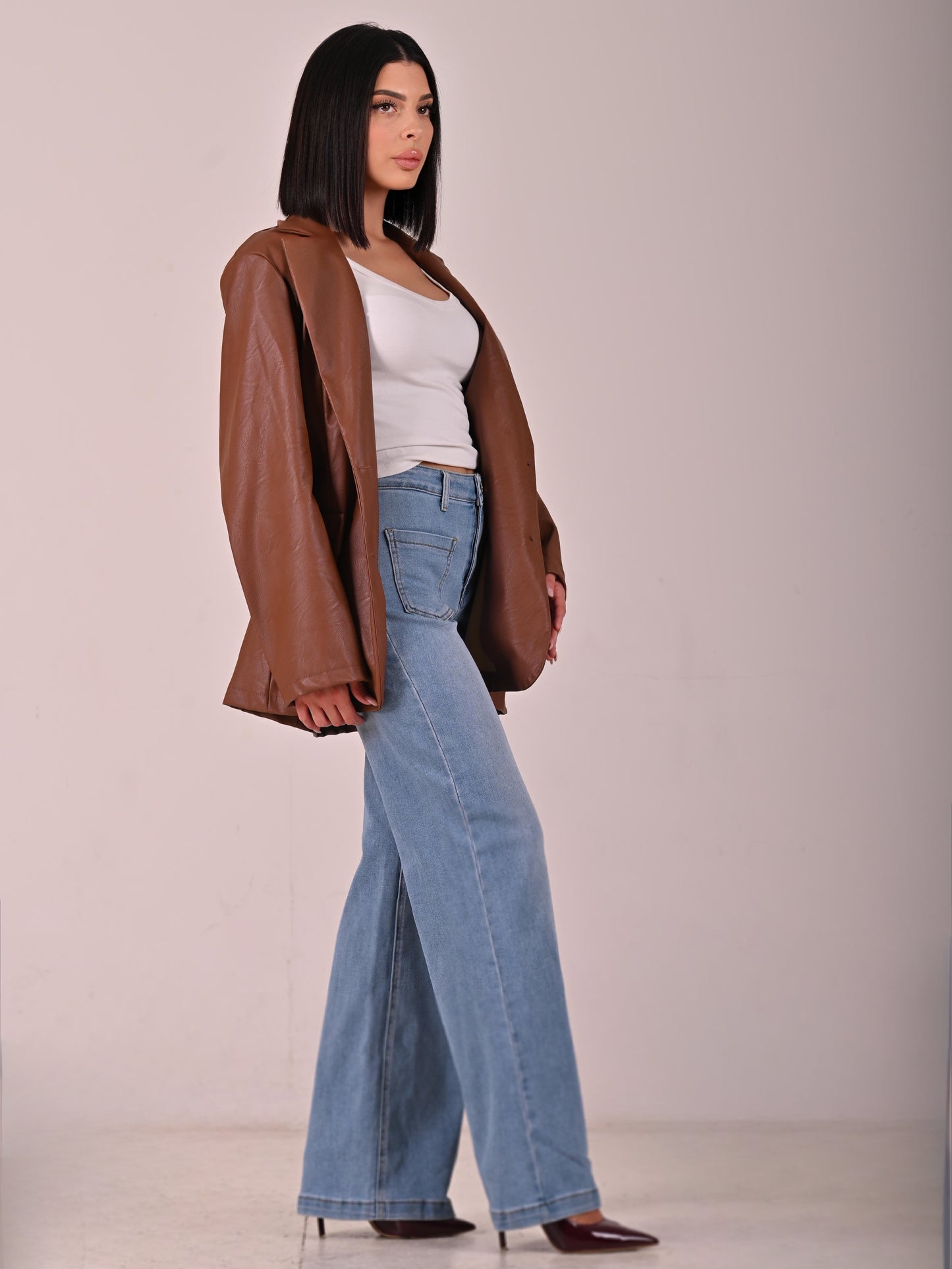 Blazer eco pelle marrone