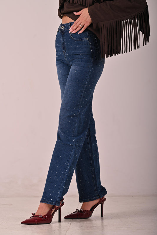 Jeans a palazzo tempestati di Swarovski