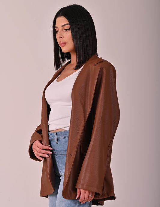 Blazer eco pelle marrone